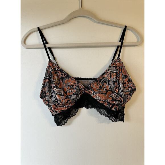 Free People Other - Intimately Free People Brown Black Lace Racerback Bralette Size Medium